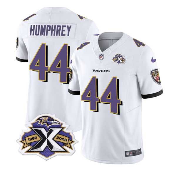 Men & Women & Youth Baltimore Ravens #44 Marlon Humphrey White 2023 F.U.S.E With Patch Throwback Vapor Limited Stitched Jersey